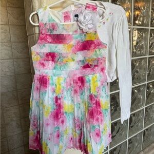 Size 5 Janie and Jack Easter “Brunch Peony” Dress with Embroidered Cardigan Set